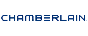 Chamberlain company logo in blue font