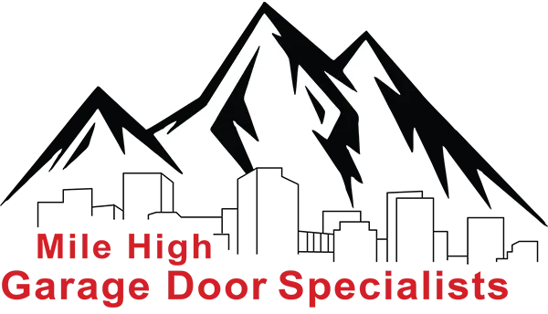 Mile High Garage Door Specialists logo with mountains.