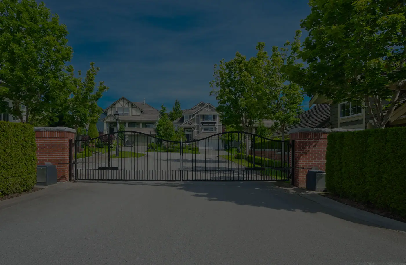 Gated entrance to suburban home neighborhood